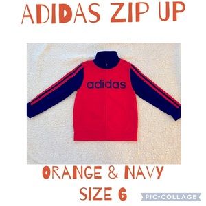 Adidas zip up Navy and orange size 6 jacket 💙🧡